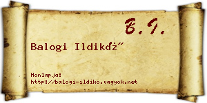 Balogi Ildikó névjegykártya