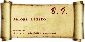 Balogi Ildikó névjegykártya